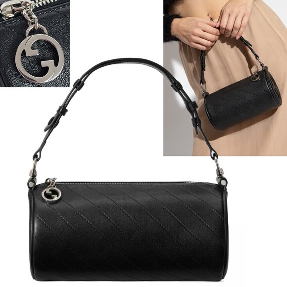 GUCCI BAG 760170 SHOULDER MINI BLONDIE BLACK LEATHER w G LOGO DETAIL - Picture 1 of 15
